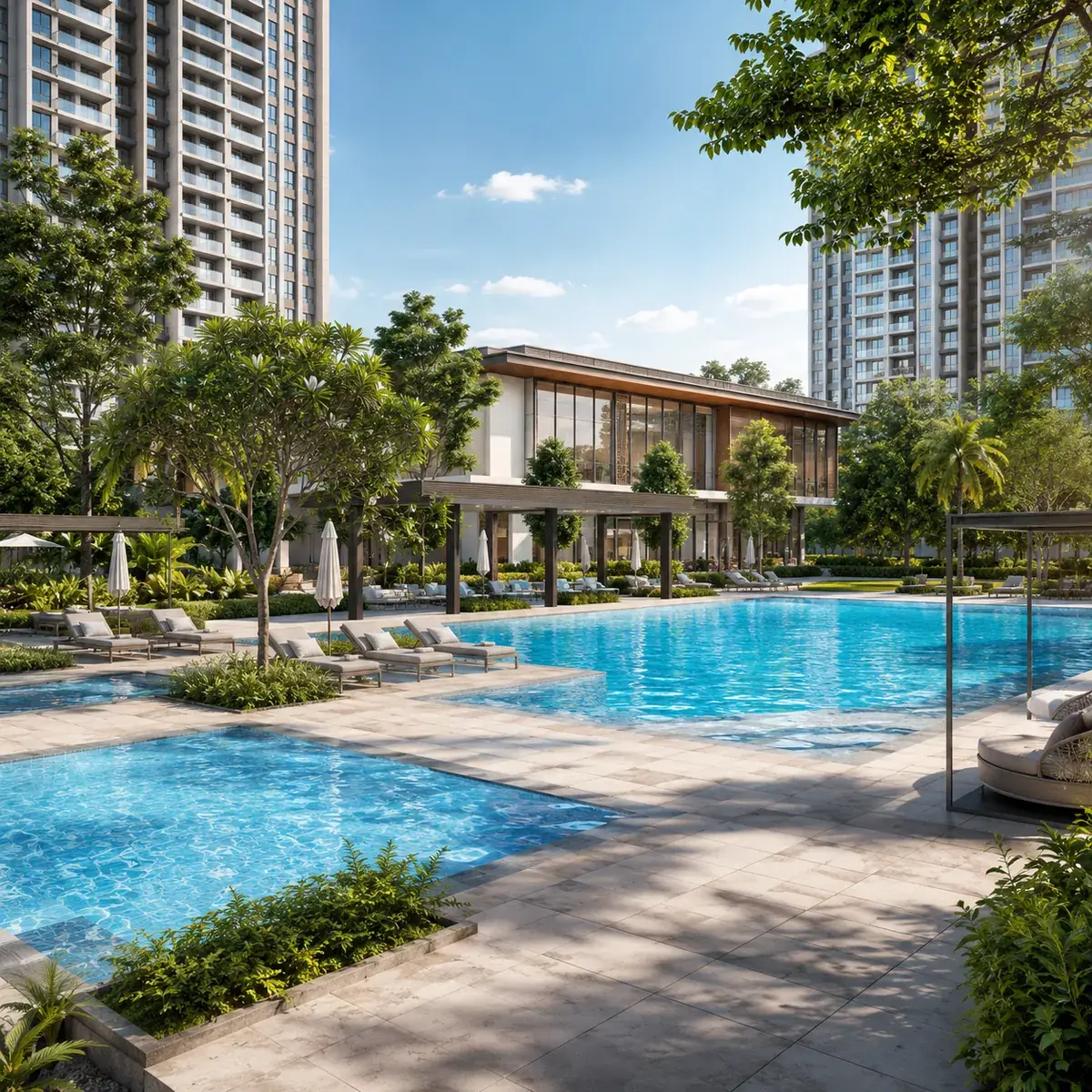Swimming pool and deck at Candeur Kukatpally, Kukatpally, Hyderabad